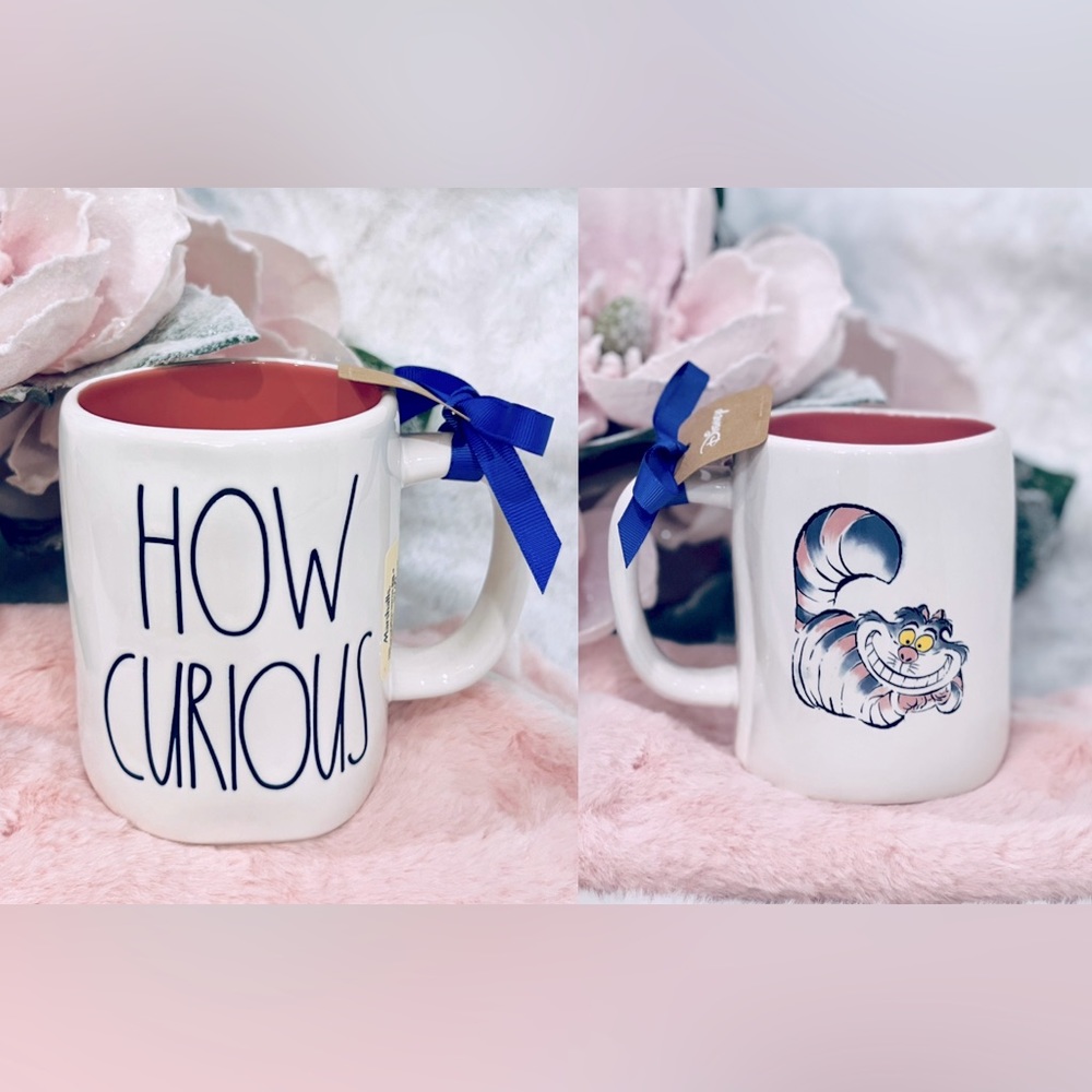 Rae Dunn HOW CURIOUS Cheshire Cat Alice in Wonderland Disney collectible mug